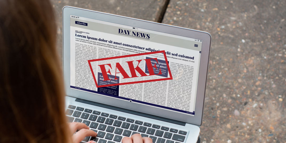 Teenager liest Fake News auf Laptop