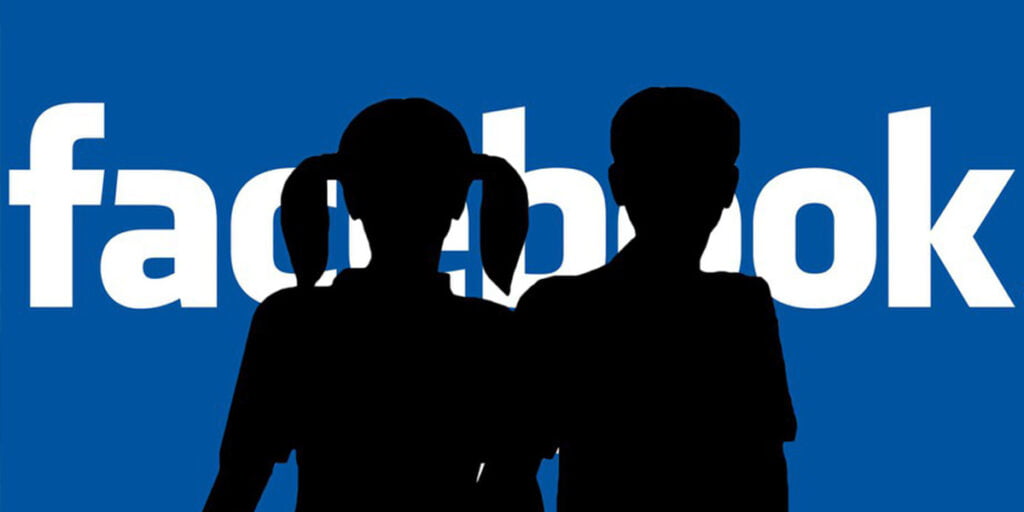 Facebook Logo with Kids Silhouettes