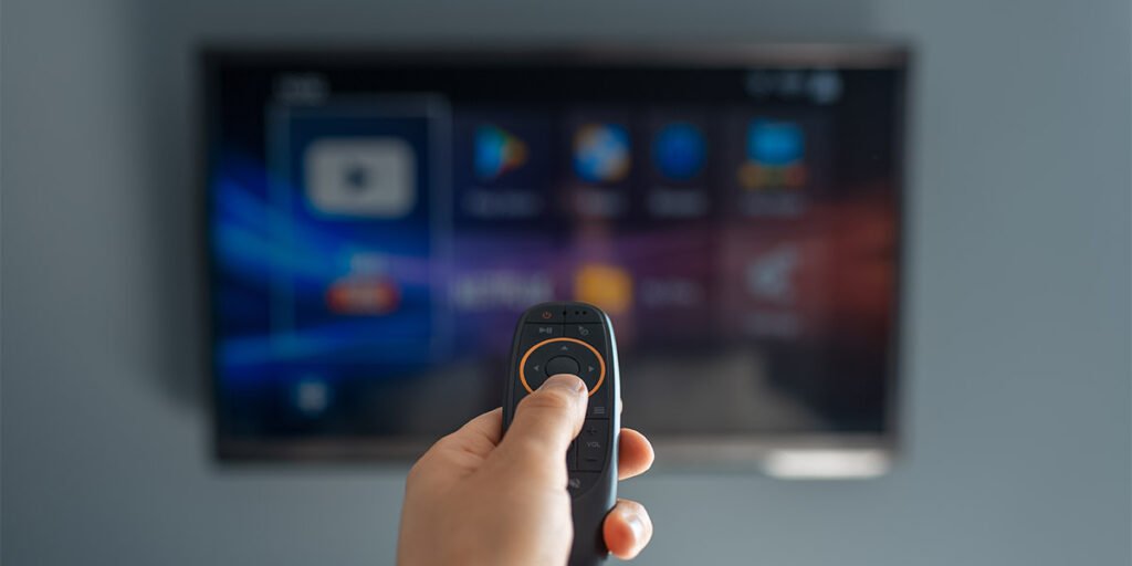 a parent putting up parental control on Roku