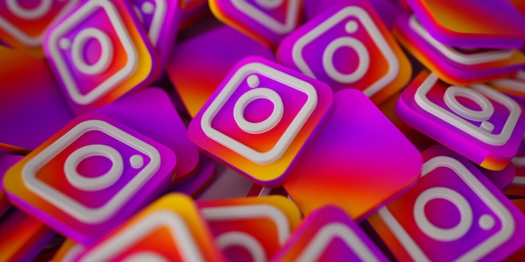 a pile of Instagram Logos