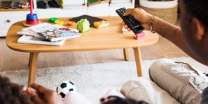 Father trying to set parental controls on Vizio TV