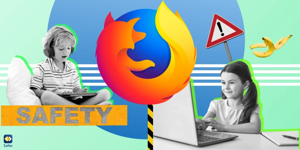 A collage depicting the theme of Firefox safety, featuring a variety of images such as its logo.