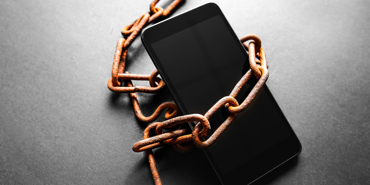 Phone wrapped in chains
