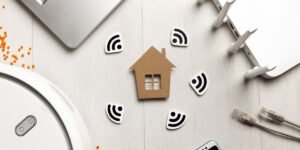 Three devices connected to a Wi-Fi router