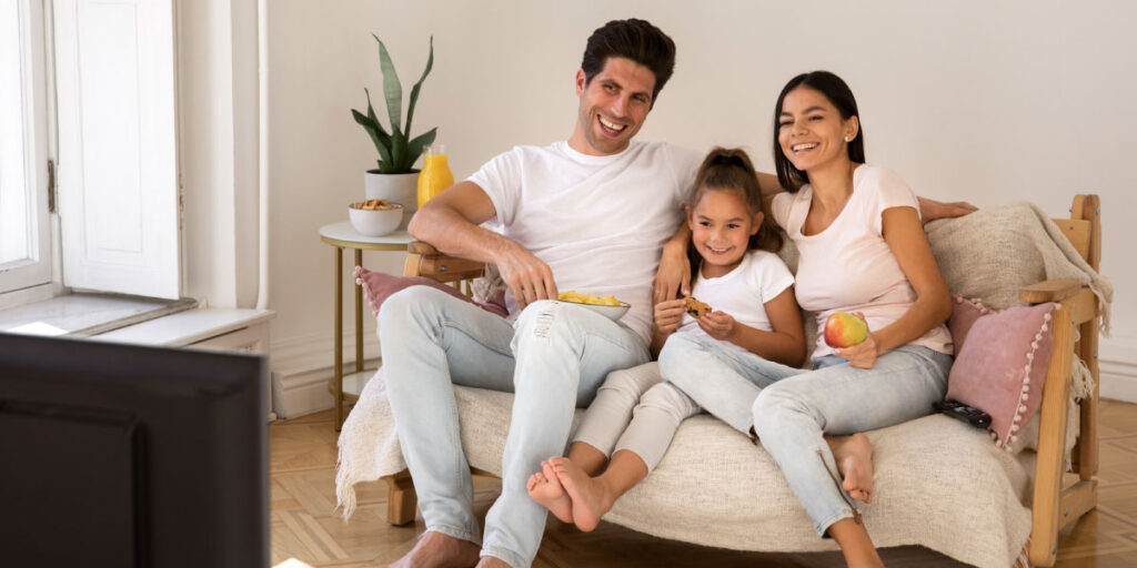 Family watching TV