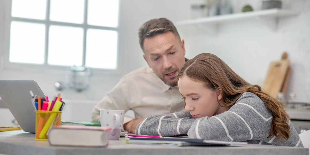 Depressed tween talking to father