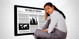 Girl wondering what's happening on the news