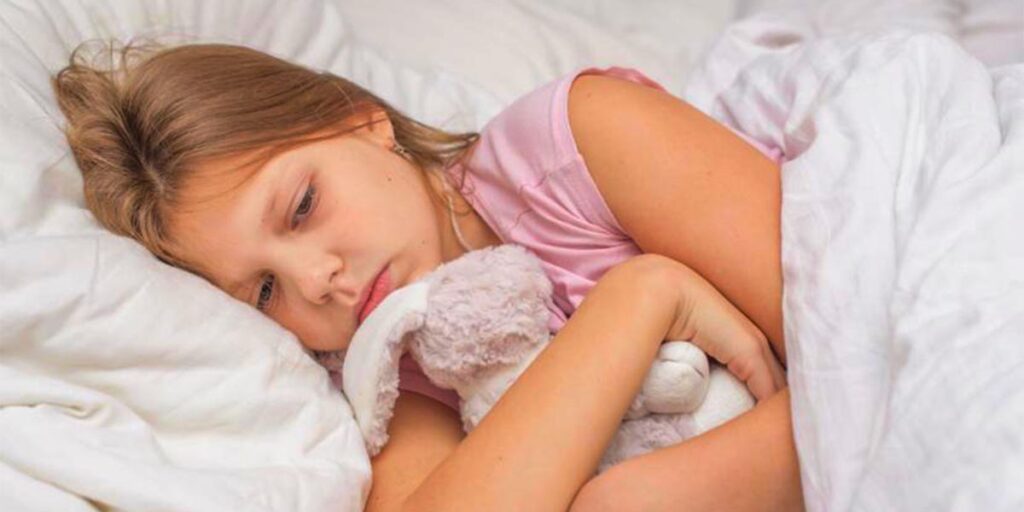 Sleep disorders in children. Little girl unable to sleep