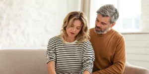 Middle-aged couple are sad after their child has gone to college