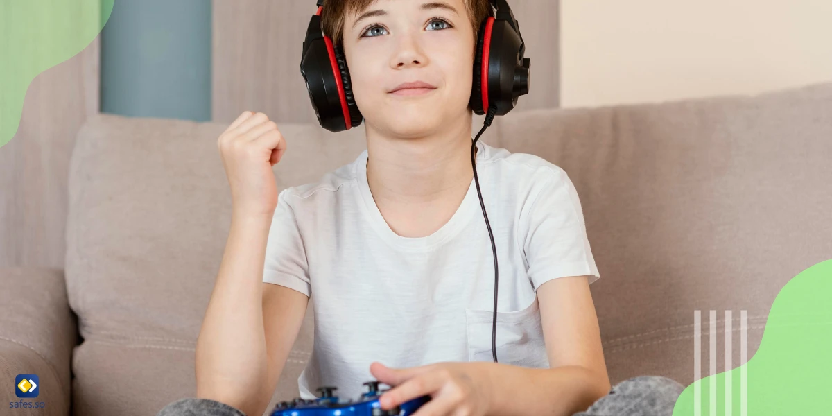Little boy playing a videogame