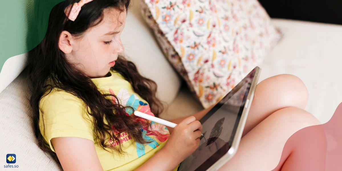 Kid using safe, educational apps on her tablet