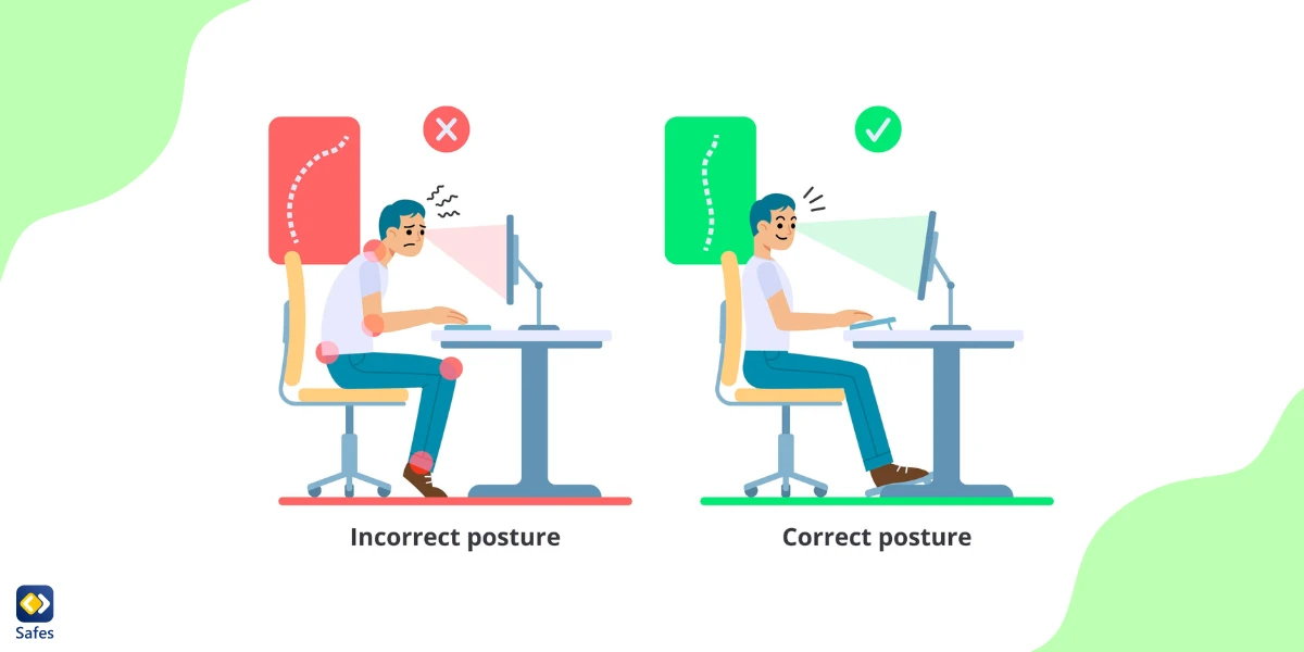 Infographics showing correct sitting position