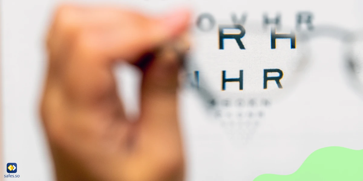 Verschwommenes Sehdiagramm, deutlich sichtbar durch eine Brille