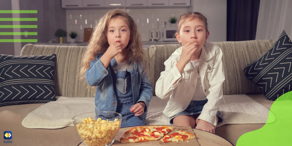 Children overeating while watching TV