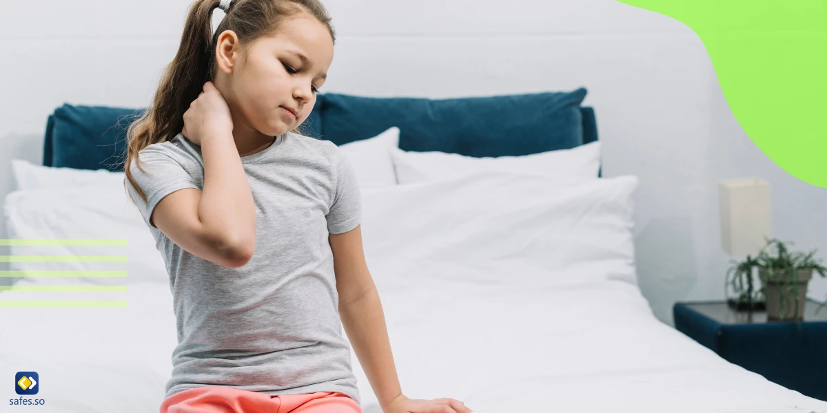 Child has neck pain because she has used screens with a forward head posture