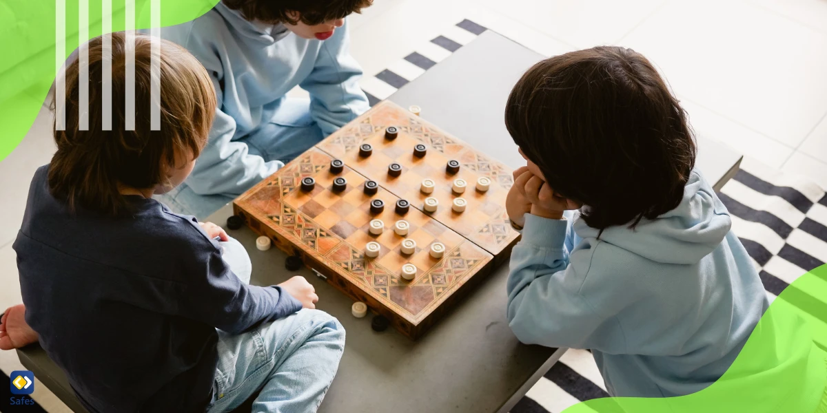 Children playing checkers