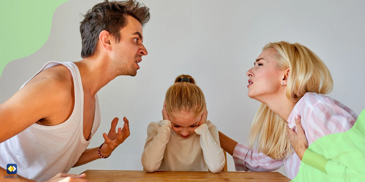 Child feeling sad and hopeless because her parents are arguing