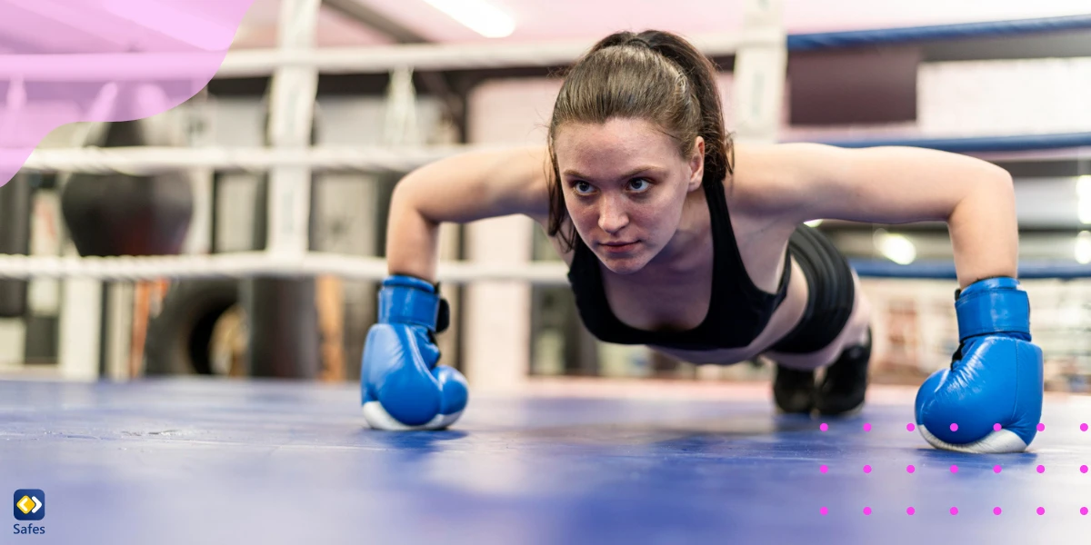 Teenager doing sports (boxing)