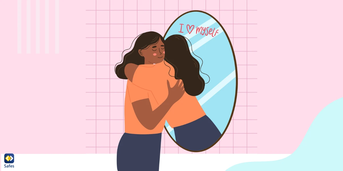 Girl trying to adopt positive self-talk