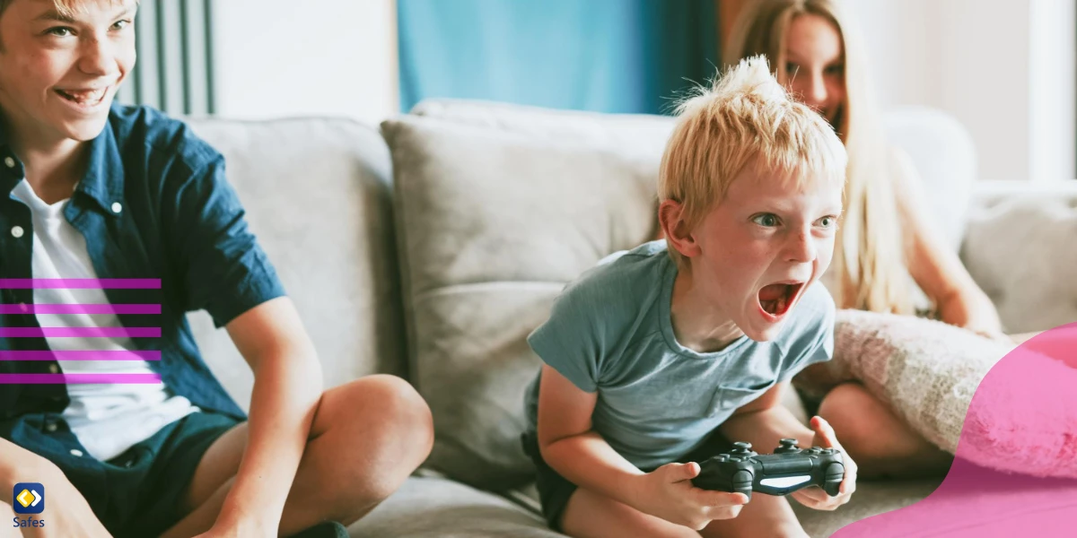 stressed and competitive boy playing video game