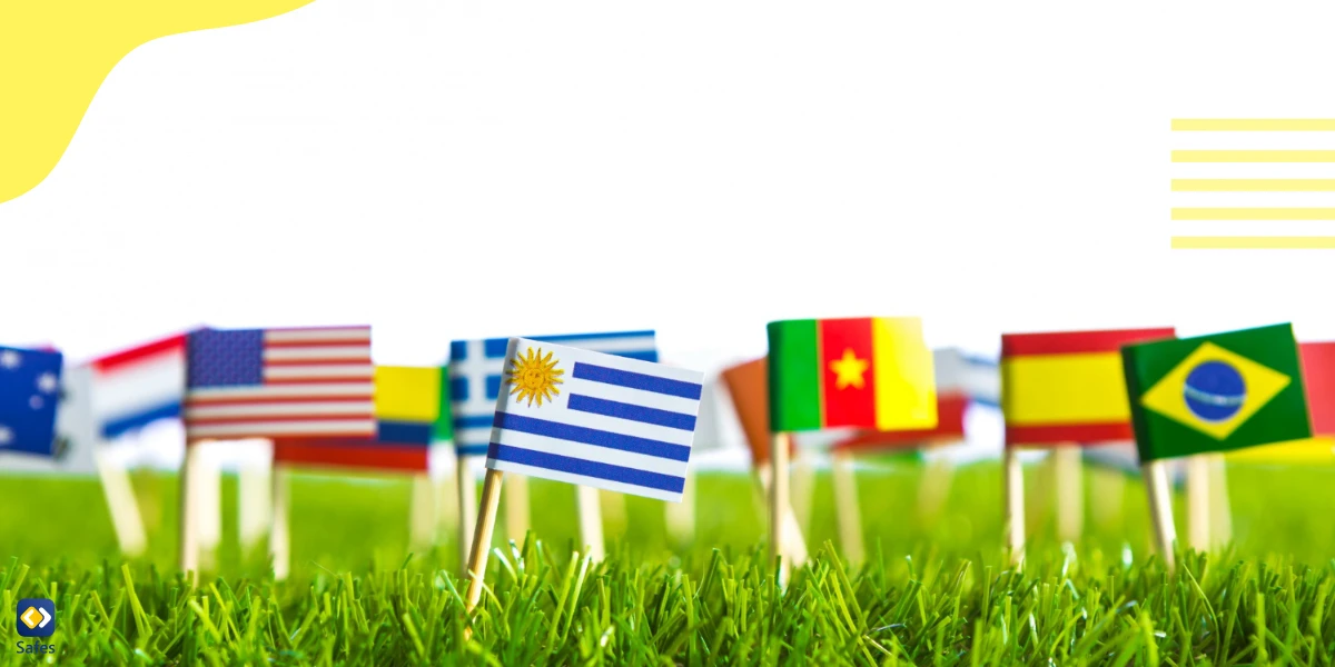 Various country flags on a lawn