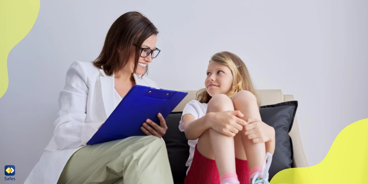 Child in therapy with a counselor
