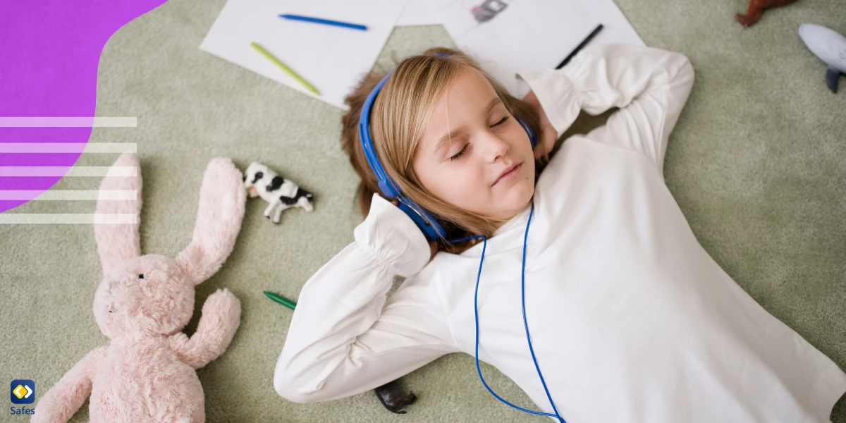 Child relaxing listening to ASMR for kids