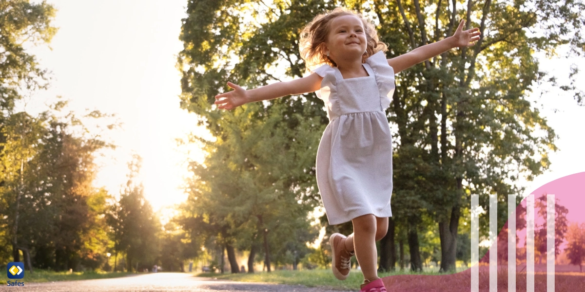 Smiling child running in nature