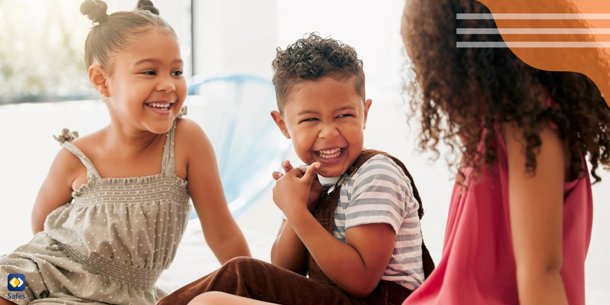 Happy children are having fun together