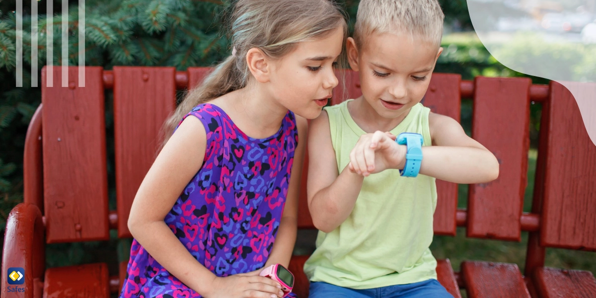 Small children using an Apple Watch