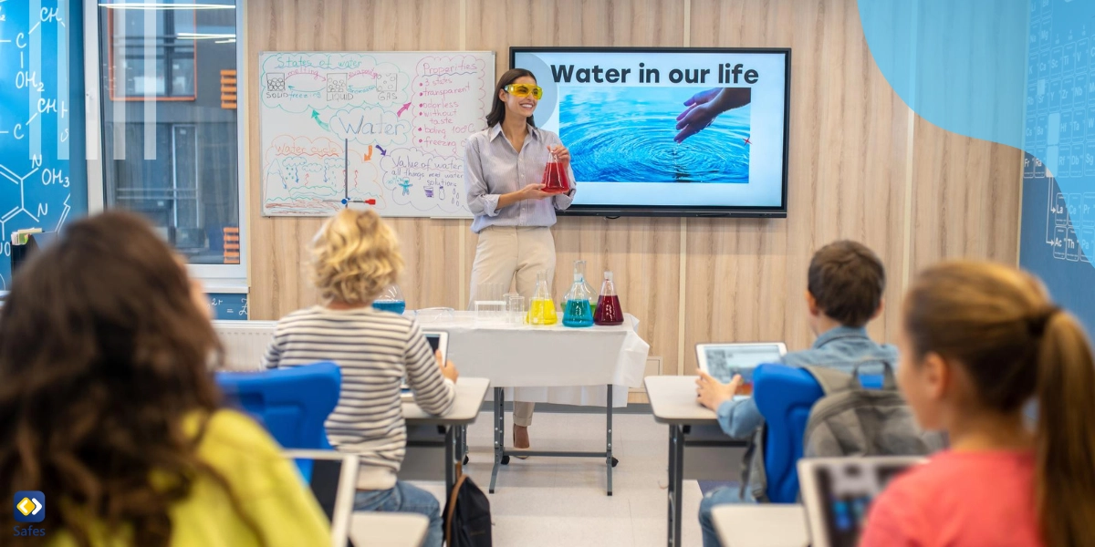 Teacher shows video in class and conducts experiments