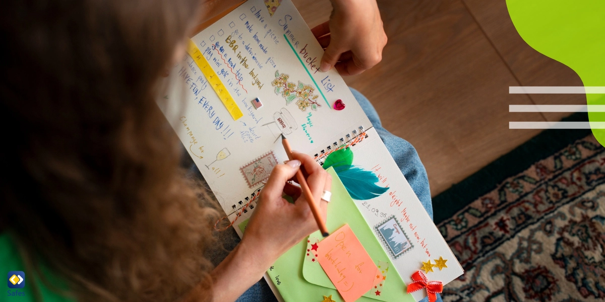 A girl is writing diary