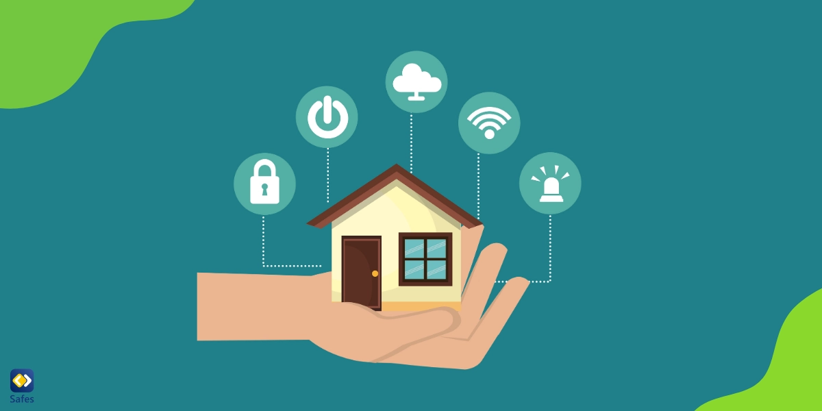 Eine Illustration, die zeigt, dass alle Aspekte der Sicherheit zu Hause wichtig sind, einschließlich der Sicherheit des Heimnetzwerks