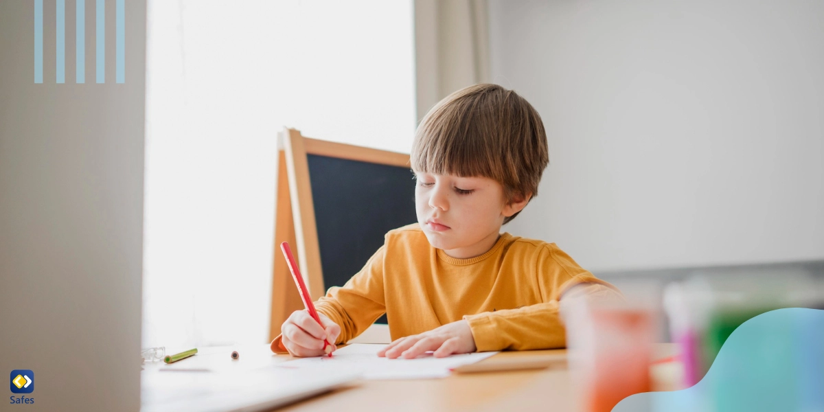 Little boy writing