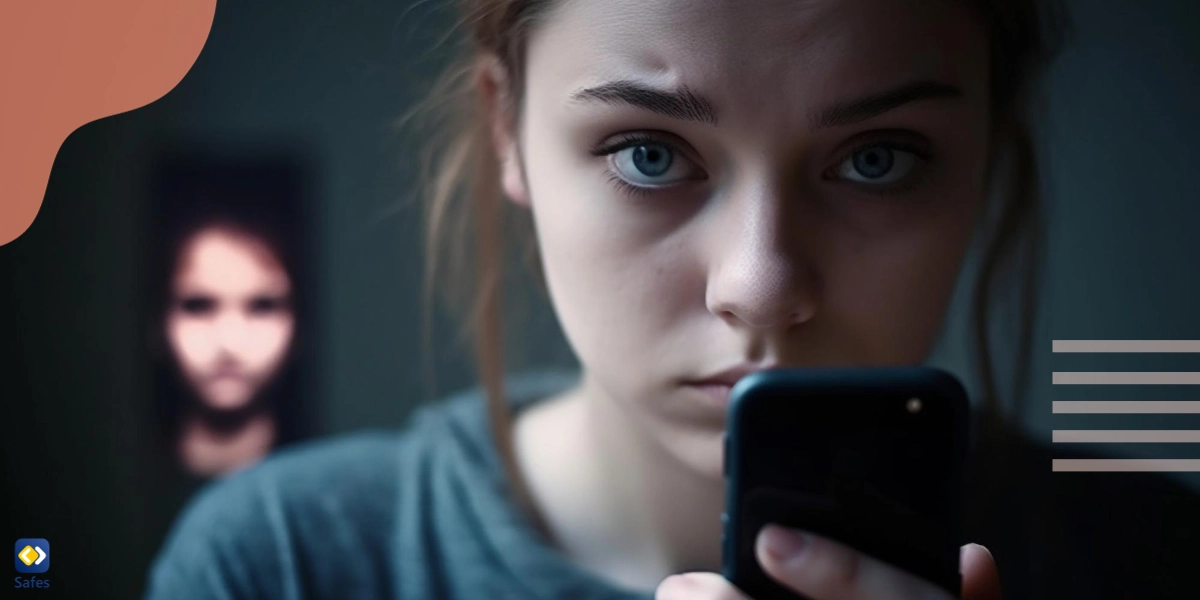 Teenager-Mädchen, das von einem jungen Mann gestalkt wird