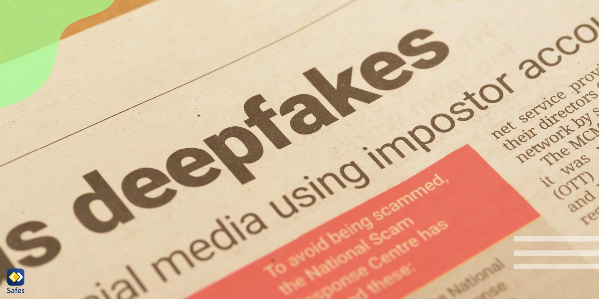 Zeitung, die eine Nachricht über Deepfake in den sozialen Medien zeigt