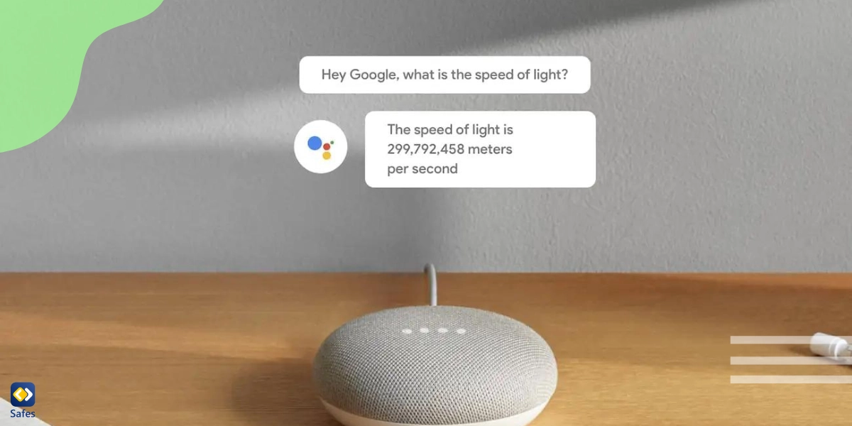 A sample picture of a Google Home device showcasing how it’s used