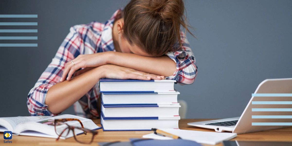 Student sleeping because of academic pressure