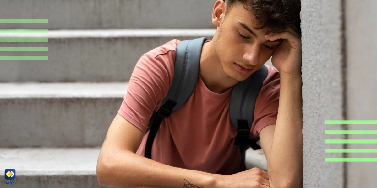 Teenager sitzt auf der Treppe