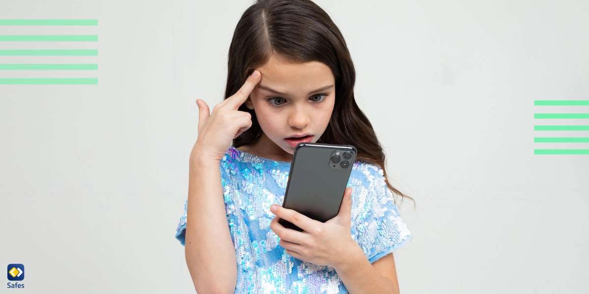 Frustriertes junges Mädchen erhält Spam-Anrufe auf dem iPhone