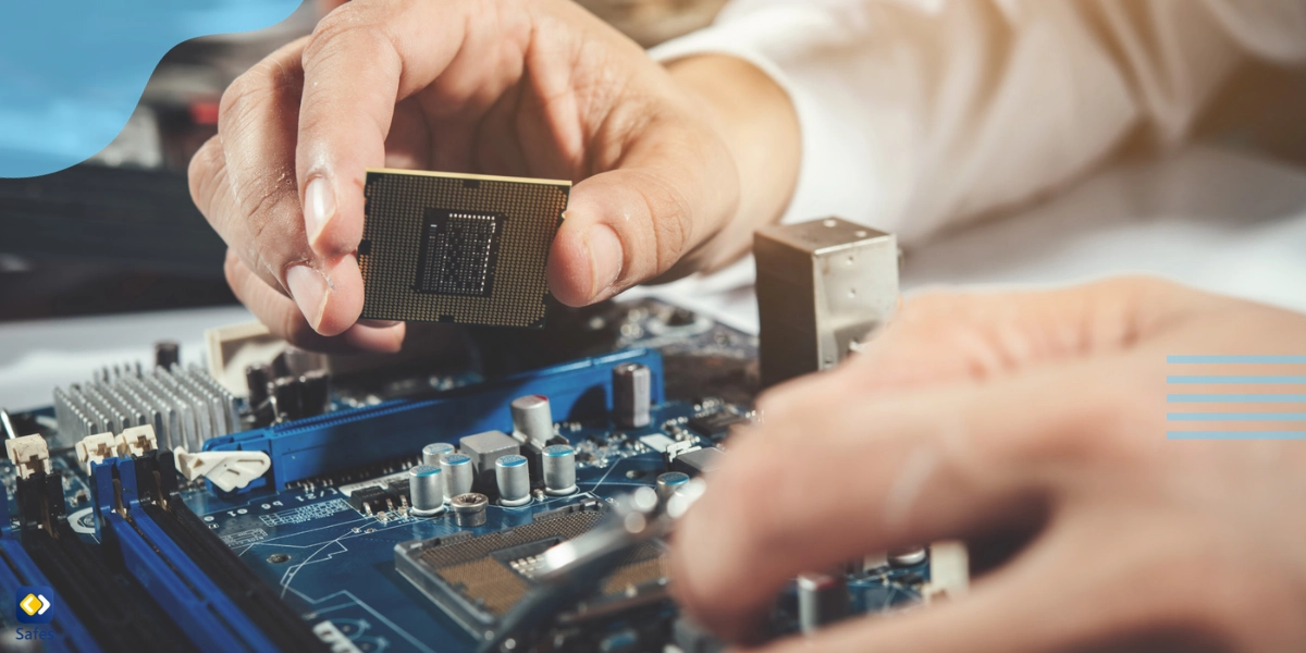 Hands of a man installing computer hardware