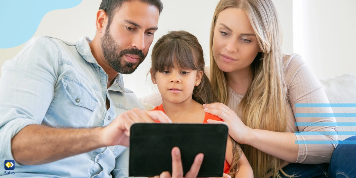 Parents overseeing their child using a tablet