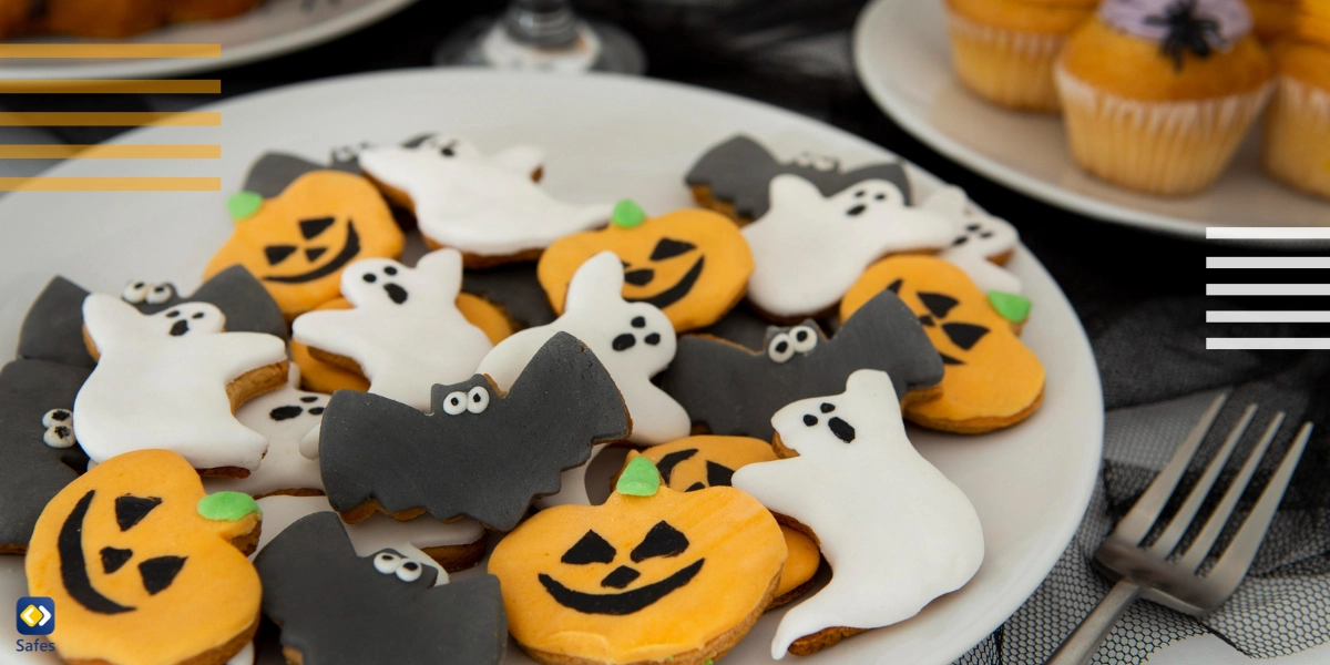 A dish of spooky biscuits for the Halloween season
