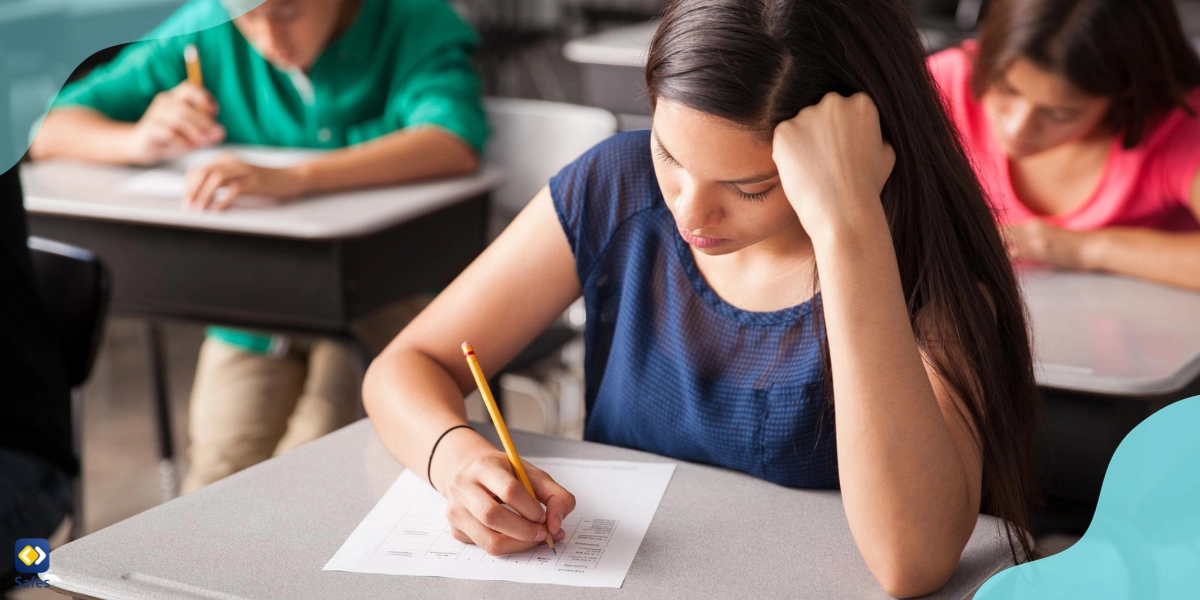 A student is facing a very difficult question in the exam.