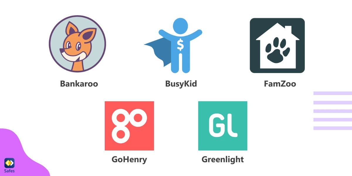Logos of the Top Money Apps for Kids