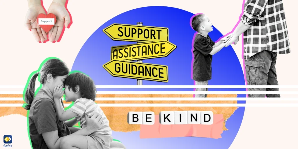 A collage depicting the theme of successful parenting, featuring a variety of images such as words like be kind.
