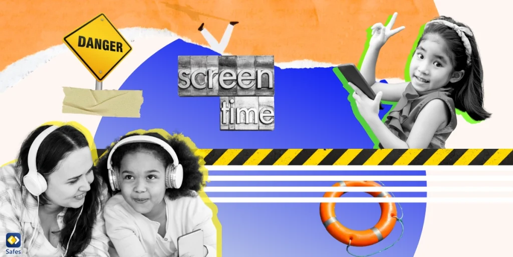 A collage depicting the theme of digital generation, featuring a variety of images such as children using different technology.