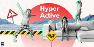 A collage depicting the theme of hyper kids, featuring a variety of images such as very hyper kids.