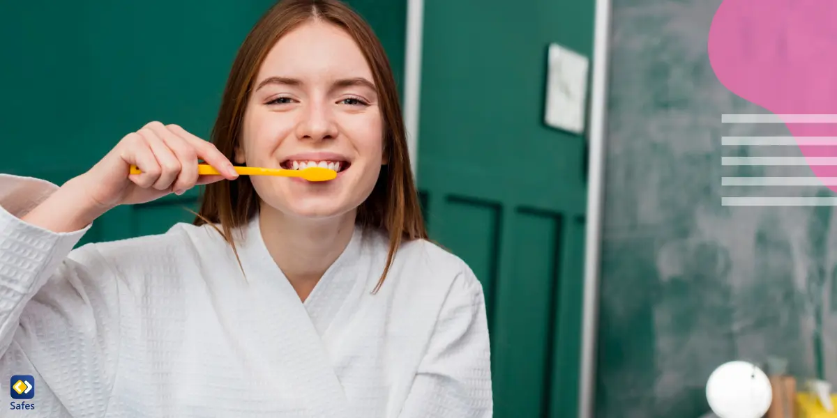 a teen girl brushing her teeth