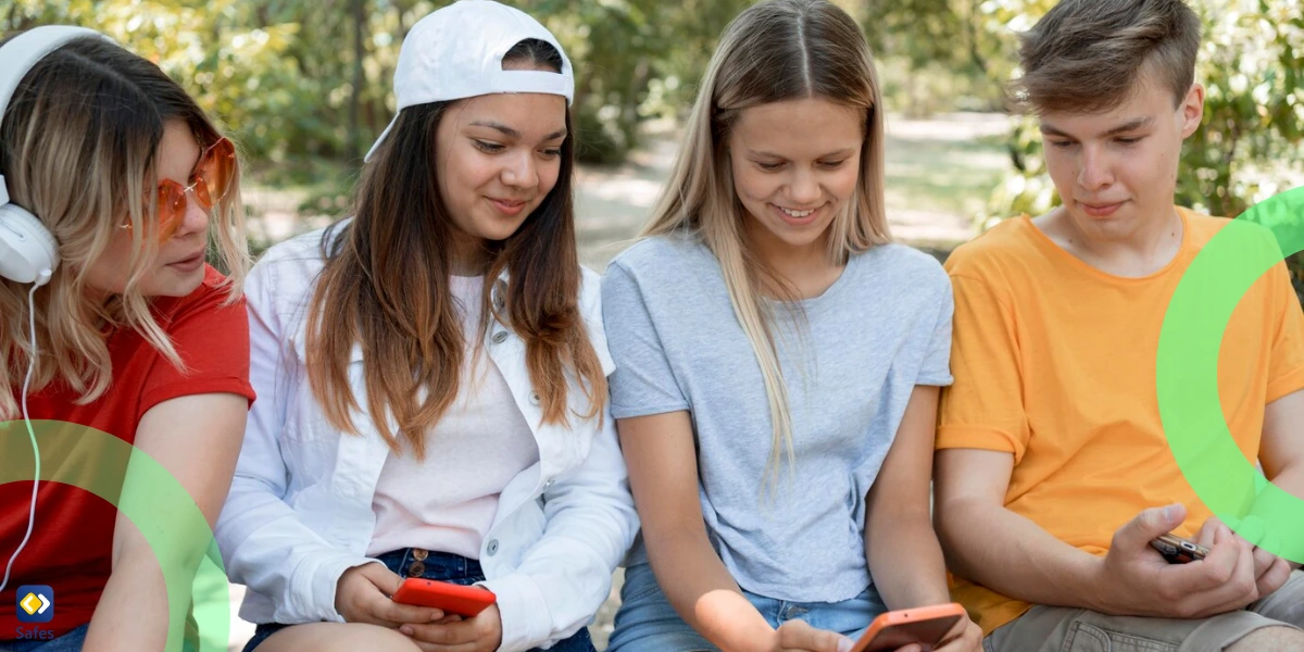 group of teens using their phones